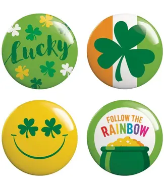 Creative Converting St Patrick's Day Button Assortment 4 Per Pack 2.5"