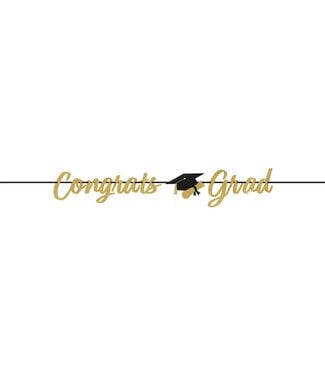 Creative Converting Congrats Grad Gold Glitter Banner