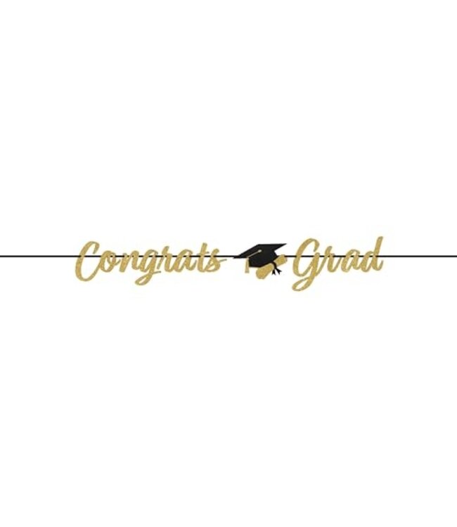 Creative Converting Congrats Grad Gold Glitter Banner
