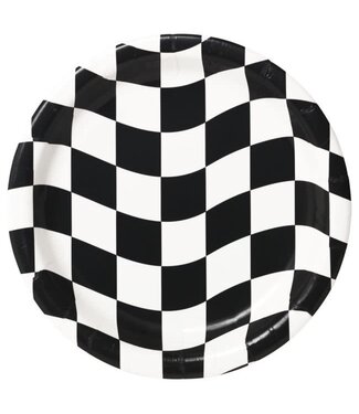 Creative Converting Black & White Check 7-inch Plates - 8 Count