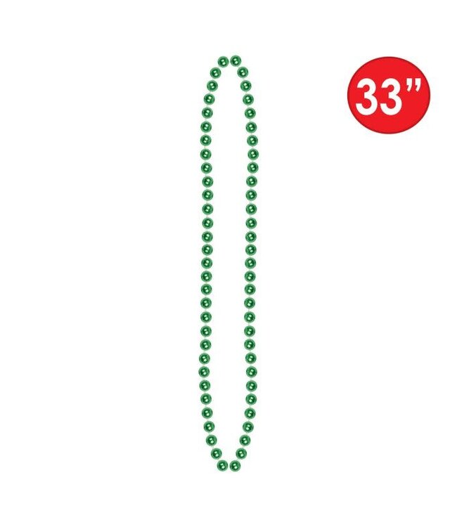 BEISTLE Green Party Beads - Small Round - 12 Count