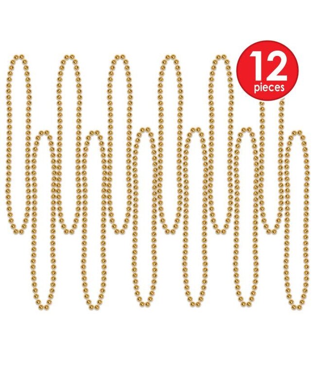 BEISTLE Gold Party Beads - Small Round - 12 Count