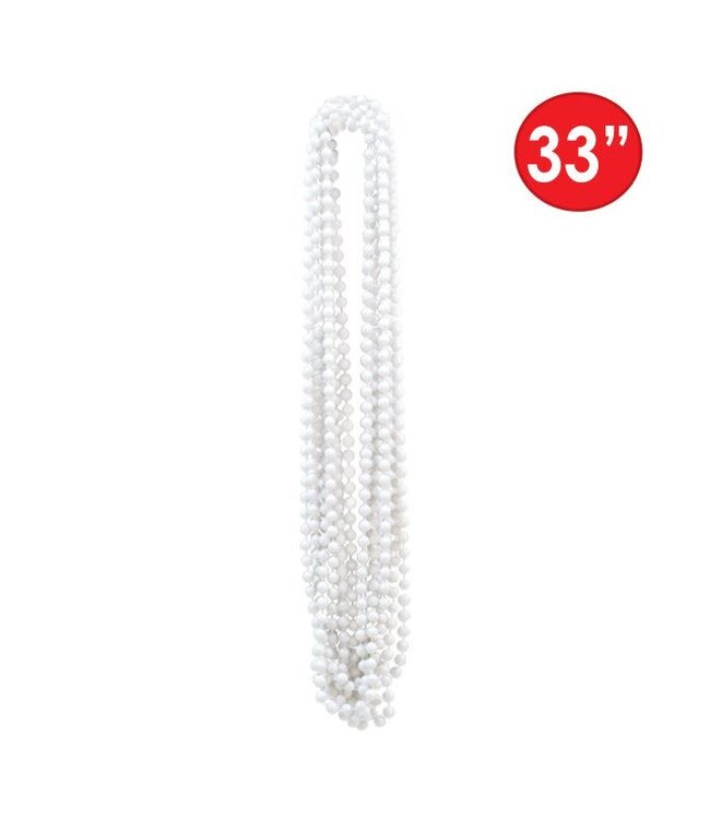 BEISTLE White Party Beads - Small Round - 12 Count