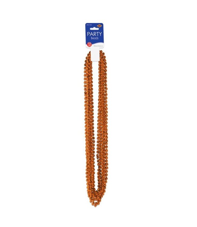 BEISTLE Orange Party Beads - Small Round - 12 Count