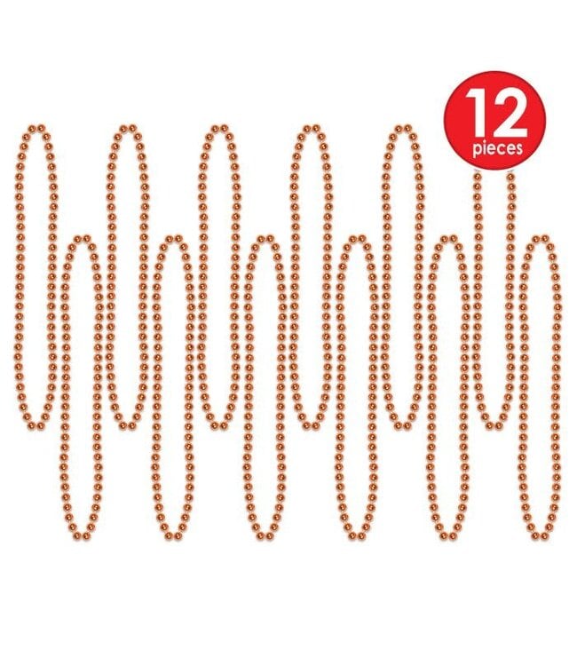 BEISTLE Orange Party Beads - Small Round - 12 Count