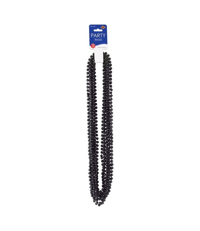 BEISTLE Black Party Beads - Small Round - 12 Count