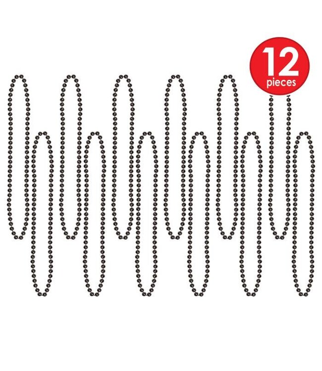 BEISTLE Black Party Beads - Small Round - 12 Count