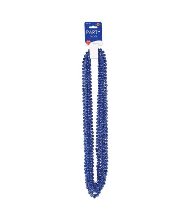 BEISTLE Blue Party Beads - Small Round - 12 Count