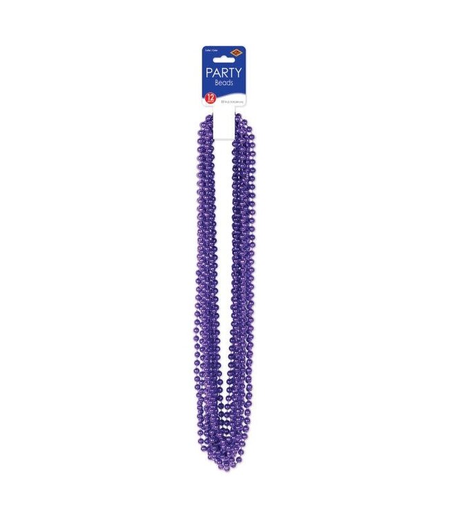 BEISTLE Purple Party Beads - Small Round - 12 Count