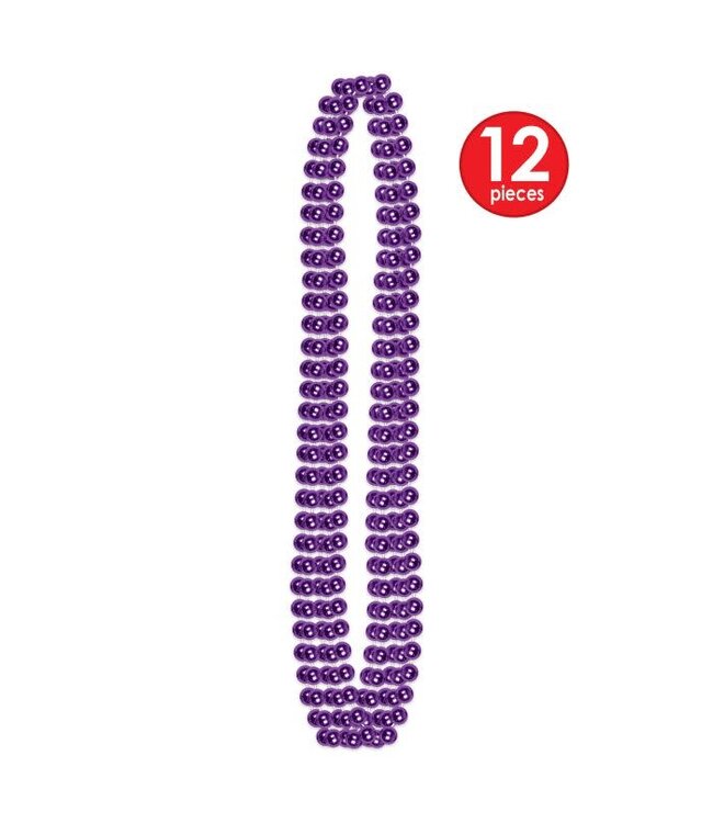 BEISTLE Purple Party Beads - Small Round - 12 Count