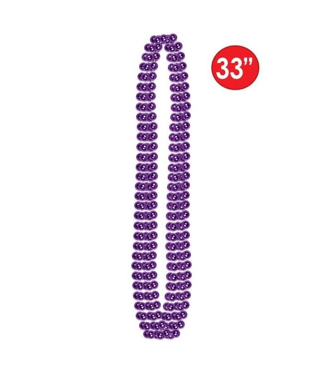 BEISTLE Purple Party Beads - Small Round - 12 Count