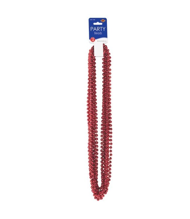 BEISTLE Red Party Beads - Small Round - 12 Count