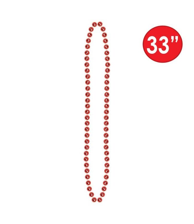 BEISTLE Red Party Beads - Small Round - 12 Count