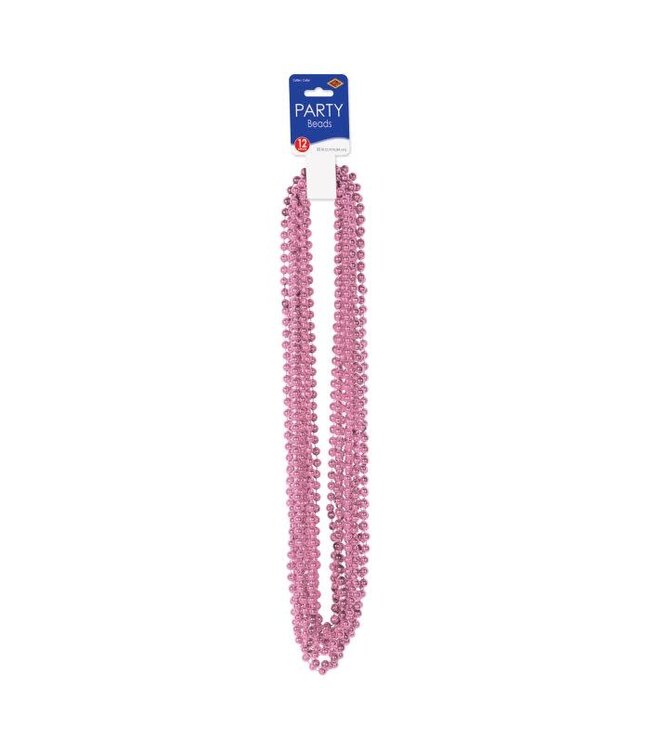 BEISTLE Pink Party Beads - Small Round - 12 Count