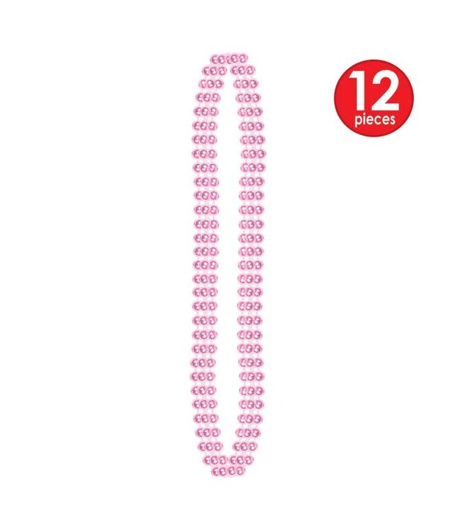 BEISTLE Pink Party Beads - Small Round - 12 Count