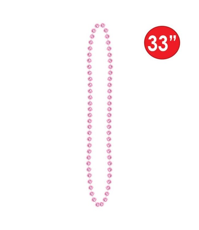 BEISTLE Pink Party Beads - Small Round - 12 Count