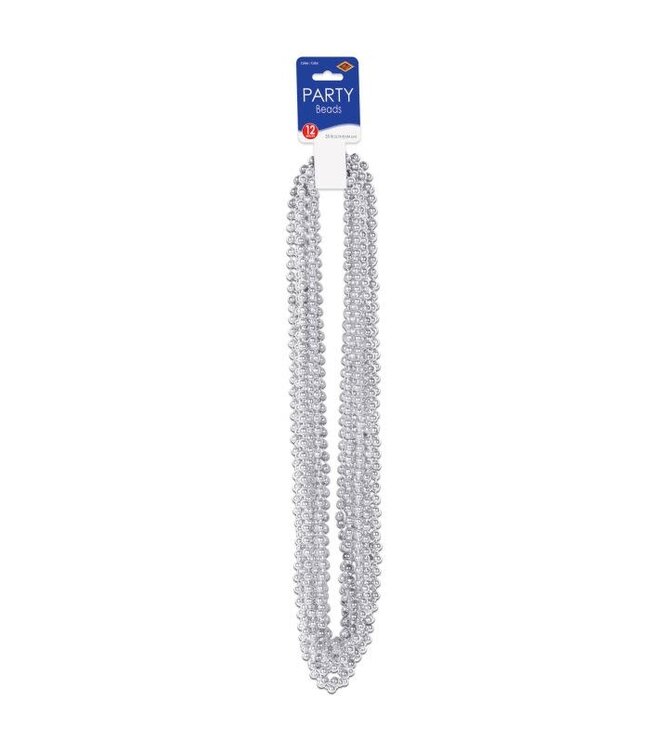 BEISTLE Silver Party Beads - Small Round - 12 Count