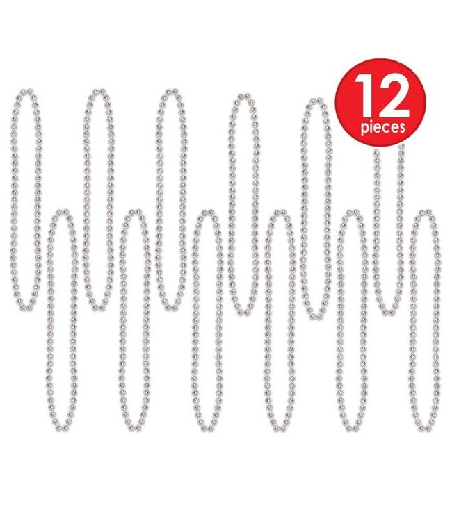 BEISTLE Silver Party Beads - Small Round - 12 Count