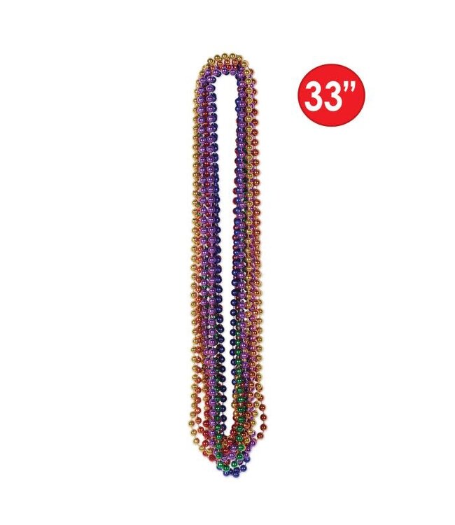 BEISTLE Assorted Colors Party Beads - Small Round - 12 Count