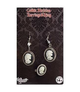 UNDERWRAPS Gothic Skeleton Earrings & Ring Set