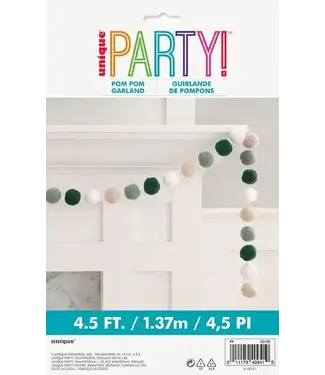 UNIQUE INDUSTRIES INC Botanical Pom Pom Garland - 4.5 Foot