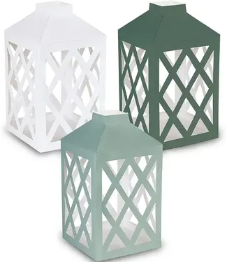 UNIQUE INDUSTRIES INC Botanical Light Green, Dark Green & White Paper Lanterns - 3 Count