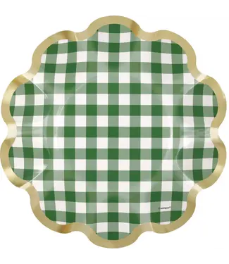 UNIQUE INDUSTRIES INC Green Gingham Paper Plates - 8 Count