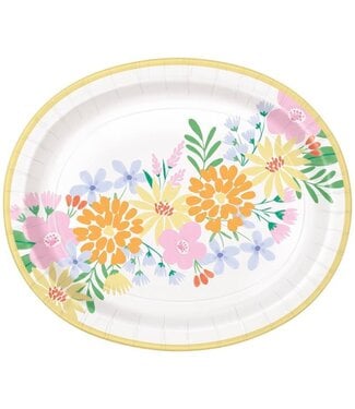 UNIQUE INDUSTRIES INC Spring Picnic Oval Dinner Plates 12in X 10in - 8 Count