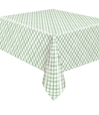UNIQUE INDUSTRIES INC Green Gingham Flannel backed Table Cover 54in X 84in