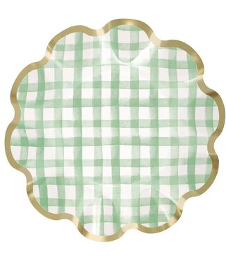 UNIQUE INDUSTRIES INC Green Gingham Paper Dinner Plates 9.75in - 8 Count