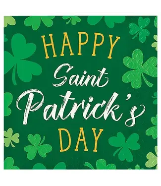 St Patrick's Shamrock And Roll Beverage Napkins - 16ct