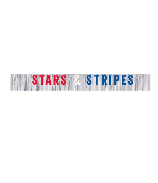 UNIQUE INDUSTRIES INC Stars & Stripes Metallic Fringe Banner - 6ft