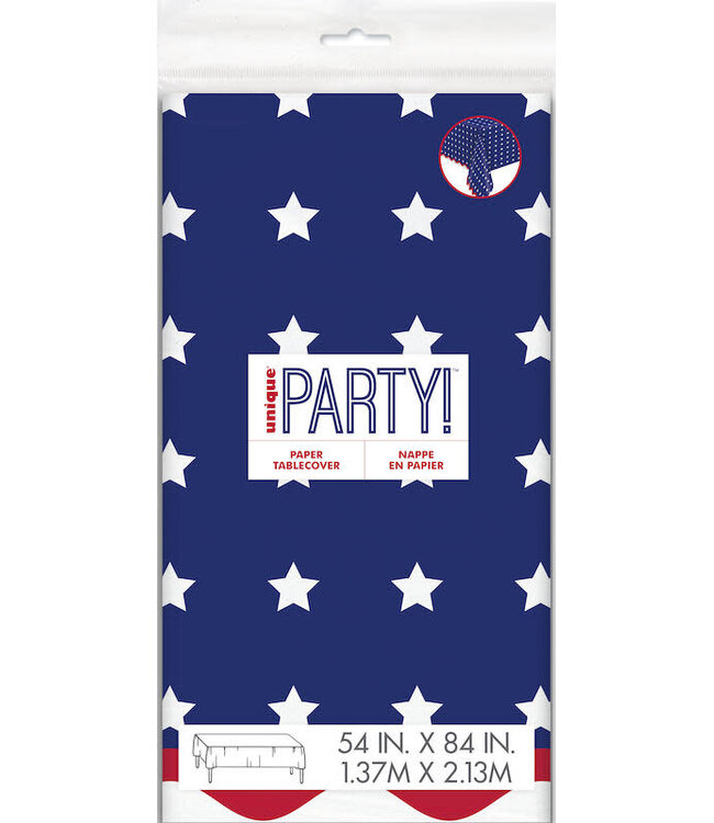 UNIQUE INDUSTRIES INC Peppy Patriotic Paper Table Cover 54in X 84in