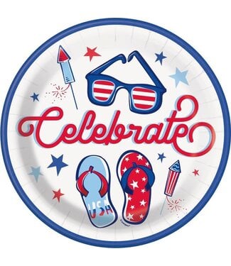 UNIQUE INDUSTRIES INC Patriotic Summer Dinner Plates 9in - 8 Count