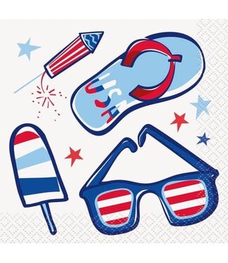UNIQUE INDUSTRIES INC Patriotic Summer Beverage Napkins - 16 Count