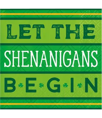 Shamrock And Roll Shenanigans Beverage Napkins - 16ct