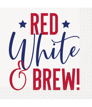 UNIQUE INDUSTRIES INC Peppy Patriotic "Red, White & Brew" Beverage Napkins - 16 Count