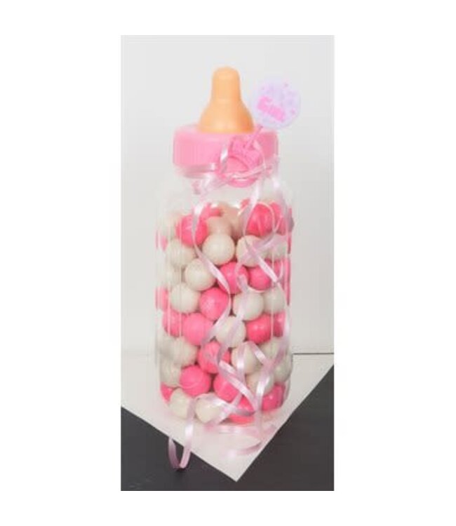 UNIQUE INDUSTRIES INC Pink baby bottle bank 11in