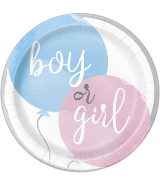 UNIQUE INDUSTRIES INC Gender Reveal Party Paper Plates 8.75in - 8 Count