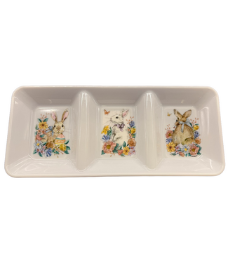 UNIQUE INDUSTRIES INC Bunny Friends 3-Section Plastic Serving Tray