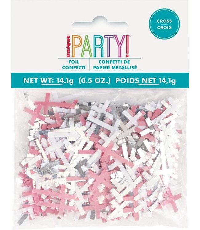 UNIQUE INDUSTRIES INC Fancy Pink Cross Confetti - 0.5oz