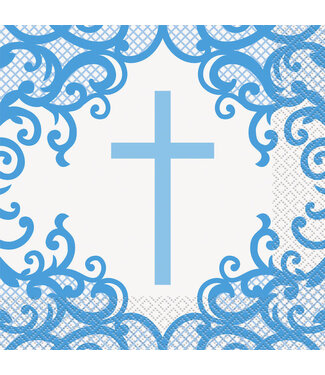 UNIQUE INDUSTRIES INC Fancy Blue Cross Luncheon Napkins - 16 Count