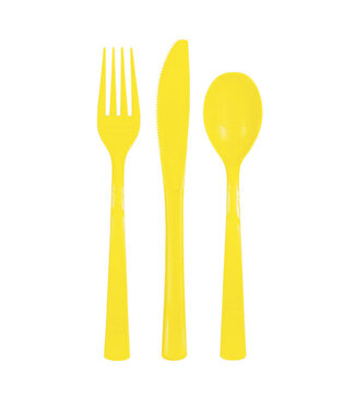 UNIQUE INDUSTRIES INC Neon Yellow Cutlery Set - 18 count - 6 each
