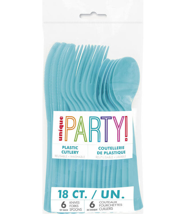 UNIQUE INDUSTRIES INC Terrific Teal Cutlery Set - 18 count - 6 each