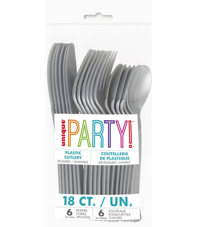 UNIQUE INDUSTRIES INC Silver Cutlery Set - 18 count - 6 each