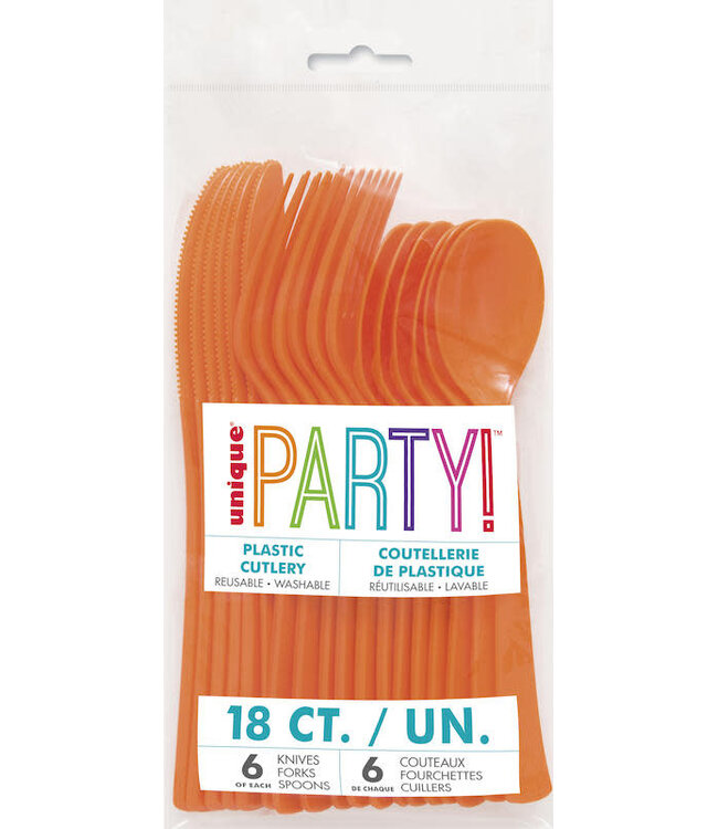 UNIQUE INDUSTRIES INC Pumpkin Orange Cutlery Set - 18 count - 6 each