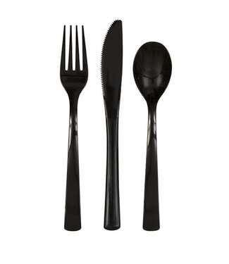 UNIQUE INDUSTRIES INC Black Cutlery Set - 18 count - 6 each
