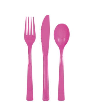 UNIQUE INDUSTRIES INC Hot Pink Cutlery Set - 18 count - 6 each