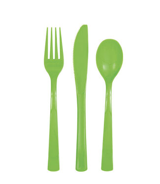 UNIQUE INDUSTRIES INC Lime Green Cutlery Set - 18 count - 6 each