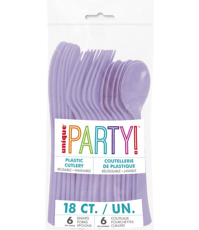 UNIQUE INDUSTRIES INC Lavender Cutlery Set - 18 count - 6 each